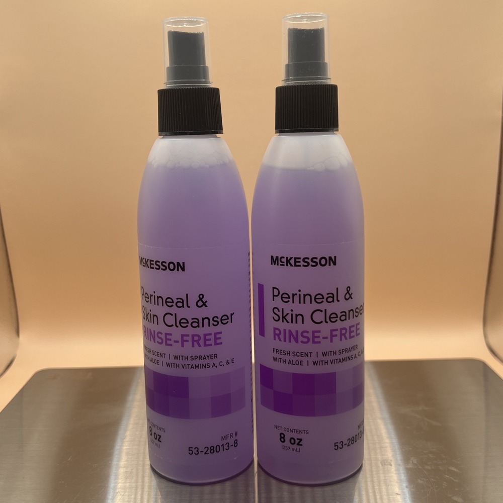 2x McKesson Rinse-Free Perineal Wash Scented Skin Cleanser 8 oz Pump Bottles